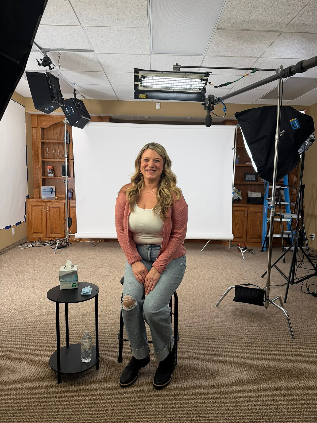 Candice on set for a filmed interview